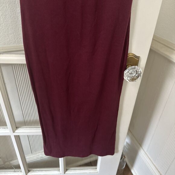 Burgundy Bodycon Dress Ribbed Tank Womens Large NWT - Picture 4 of 11
